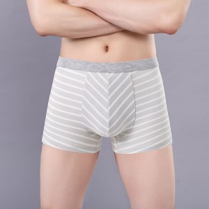 纯棉条纹男士内裤宽松大码运动青年四角裤衩中腰透气肥佬平角底裤