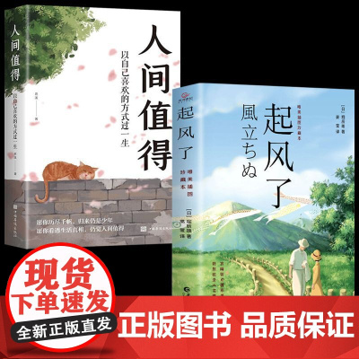 2册起风了+人间值得 解压缓解焦虑情绪宫崎骏唯美插图原著小说日本文学外国小说青春情感小说励志宫崎骏原著小说