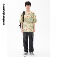 [1件3折价:129]美特斯邦威纯棉牛仔裤男新款经典五袋水洗直筒雪花裤子男