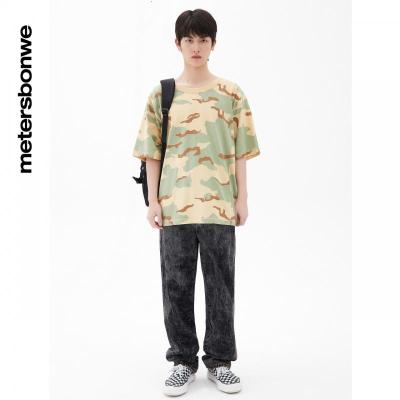 [1件3折价:129]美特斯邦威纯棉牛仔裤男新款经典五袋水洗直筒雪花裤子男