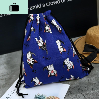 时尚潮流滑板街舞拉绳双肩包抽绳束口袋背包印花男女学生帆布抽带NEW LAKE