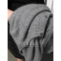 100纯羊毛开衫女圆领羊毛针织外套宽松打底毛衣外搭显瘦上衣叠穿