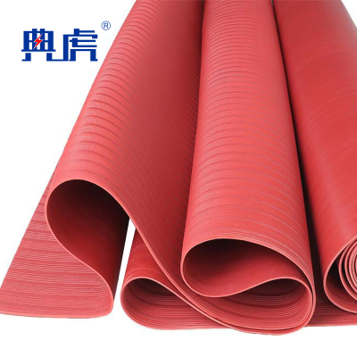 典虎 绝缘胶皮 红色条纹5mm*1.2m*5m 10kv 卷