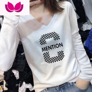 七斓欧货V领t恤女长袖夏薄款上衣2023年新款早秋内搭设计感打底衫