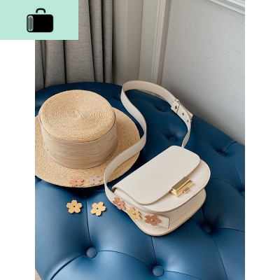 包包2020新款潮花朵马鞍包单肩斜挎包女百搭流行网红小包NEW LAKE 米白色女斜挎包