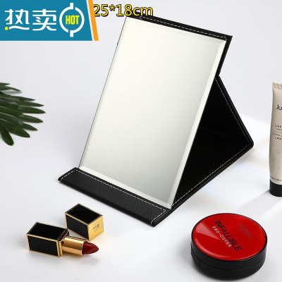 敬平折叠化妆镜桌面镜子家用大号学生宿舍小镜子女随身镜便携梳妆镜 特大号加厚款黑色送梳子 升级全面屏便携式用镜