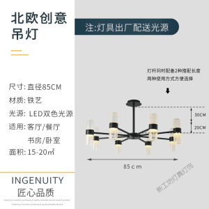苏宁放心购 后现代轻奢客厅吊灯北欧风简约大气客厅灯卧室餐厅吊顶灯创意个性家用全屋灯具组合套餐ins网红灯饰