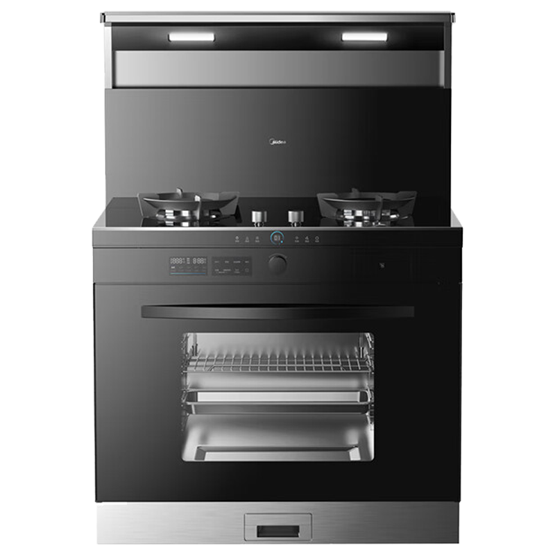 美的[晴空FX90 PRO]集成灶一体式 变频28风量 蒸汽洗 蒸烤炸一体 5.2kW燃气灶美的专利蒸汽洗