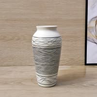 景德镇花瓶摆件客厅插花干花创意现代简约水养中式磨砂水培陶瓷瓶 三维工匠 两端棕小号高约26CM