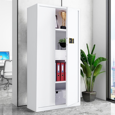 格具(GEJU)加厚钢制瓷白色通门带斗斗指纹密码锁保密柜资料档案柜