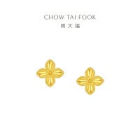 周大福四叶草黄金耳钉女足金耳饰送女友生日礼物(工费:260计价)EOF1314