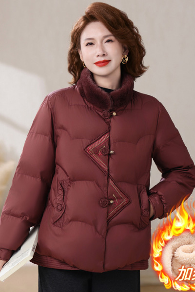 时尚新款妈妈棉衣冬装40-60岁中老年人保暖加绒棉服女加厚款