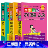 初中道德与法治历史地理3本 初中通用 [正版]2024适用3本pass绿卡书图解速记初中道德与法治历史地理通用人教七八九