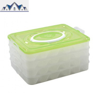 手提速冻饺子盒冰箱收纳盒分格平底混沌盒保鲜盒鸡蛋盒不粘叠加 三维工匠