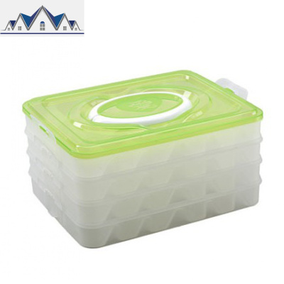 手提速冻饺子盒冰箱收纳盒分格平底混沌盒保鲜盒鸡蛋盒不粘叠加 三维工匠