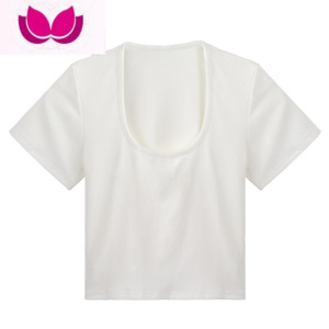 七斓纯欲U领短款正肩T恤女夏季黑色内搭甜辣修身白色打底短袖紧身上衣