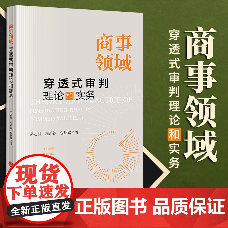 2023新书 商事领域穿透式审判理论和实务 茅迪群 庄鸿钦 包铭欣著 法律出版社