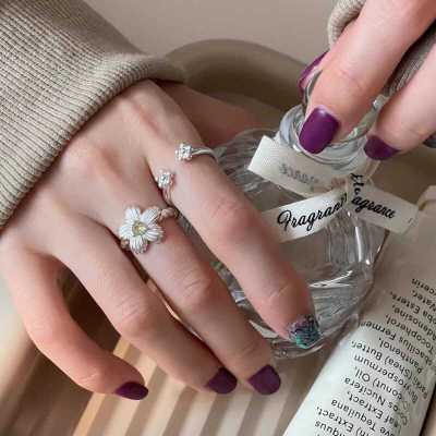 韩版小众掐丝花朵戒指女冷淡风时尚个性简约百搭高级潮人开口指环送女朋友老婆情人节七夕生日礼物