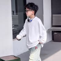 儿童宽松T恤长袖圆领休闲上衣2026新款大男童洋气韩版潮酷打底衫