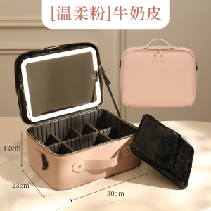 带镜子LED灯化妆箱收纳盒化妆包女便携式新款便携大容量手提1085