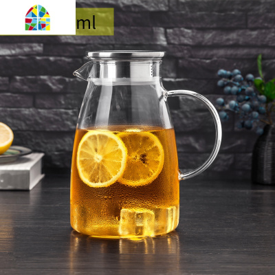 冷水壶玻璃可高温家用扎壶凉水杯耐热防爆大容量凉水壶套装 FENGHOU 香亚壶1200ml+2杯+茶盘