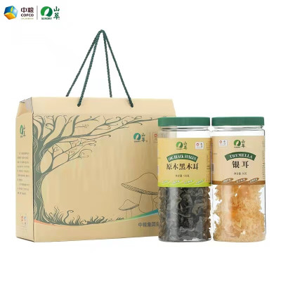 中粮山萃食用菌礼盒(二瓶装)黑木耳银耳干货230g