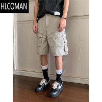 HLCOMAN美式复古高街多口袋工装短裤男女休闲宽松水洗直筒情侣五分裤夏季