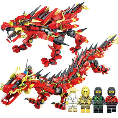 森宝幻影忍者龙拼装积木兼容乐高人仔大电影机甲男孩子巨龙凯恐龙玩具92厘米机甲红神龙