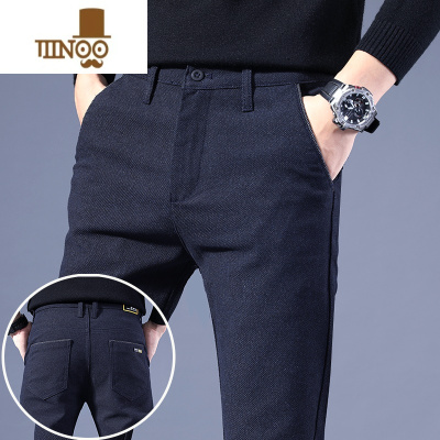 YANXU2023休闲男款宽松直筒韩版修身格子西裤青年裤子男士休闲青年