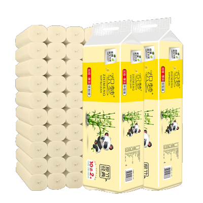 2提24卷-织梦原生竹浆4层加厚600g*2家用无芯卷纸卫生纸卷纸实惠装无芯卷筒纸巾厕所手纸3687