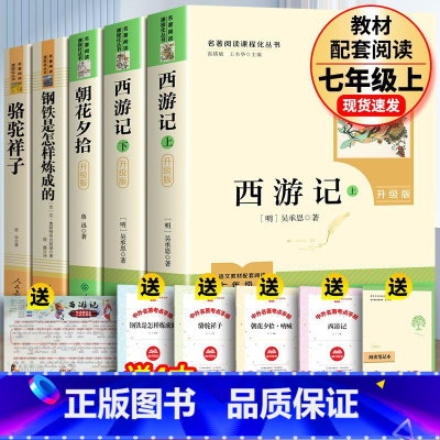 全4册 西游记+朝花夕拾+骆驼祥子+钢铁是怎样炼成的 [正版]赠考题册人教版西游记升级版上下原著吴承恩原版人民教育出版社