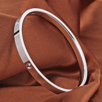 光面闭口银手镯9999纯银女实心封口式平面简约扁条年轻款银镯子送女朋友老婆情人节七夕生日礼物