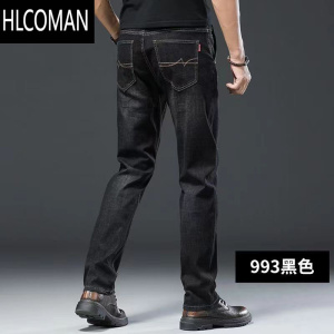 HLCOMAN2023冬季牛仔裤男士直筒宽松弹力中年男裤款加绒休闲长裤子男