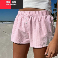 YIBUSHENGeilove基础螺纹三粒扣松紧短裤女bm风弹力修身高腰热裤居家休闲裤