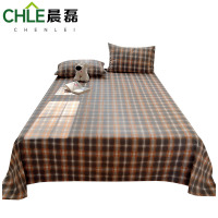 晨磊 床单三件套 120*210cm(灰橘格) 套