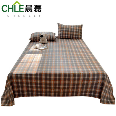晨磊 床单三件套 120*210cm(灰橘格) 套