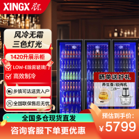 星星(XINGX)1420升商用展示柜 啤酒柜 推拉门 酒吧超市饮料柜 多门展示柜 IVGC-3D-6520W