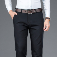 金盾(KIN DON)冬季休闲裤黑色男士宽松直筒宝蓝色西裤秋冬厚款中年商务弹力大码裤子男