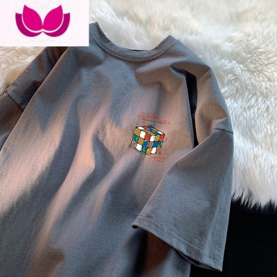 七斓2023新款短袖男夏季潮流五分袖宽松百搭t恤设计感小众ins潮牌衣服