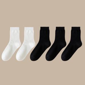 [5双装]猫人袜子男士中筒袜夏季薄款抗菌吸汗防臭无骨休闲袜男款夏天