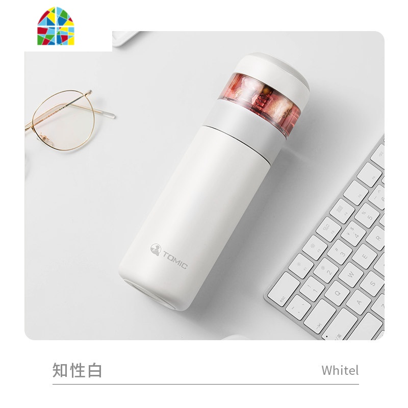 茶水分离杯陶瓷内胆泡茶杯网红保温杯女便携水杯子男 FENGHOU 知性白--双层玻璃260ML