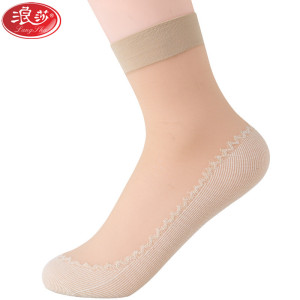 浪莎LangSha短丝袜女夏季薄款脚底棉防滑耐磨透气袜子3双