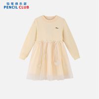 [1件3折]秋季新款女童针织长袖连衣裙儿童公主裙百搭梦幻网纱连衣裙