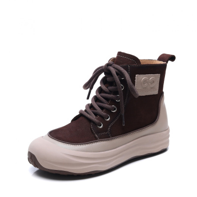 头层牛皮马丁靴女冬季新款短靴软底靴子女鞋厚底真皮休闲鞋