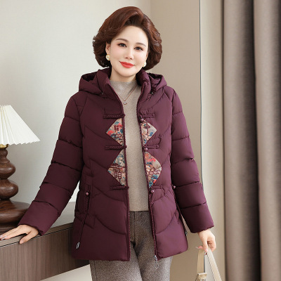 新款妈妈装中老年冬装棉衣时尚气质简约婆婆装40-60岁棉服女棉袄