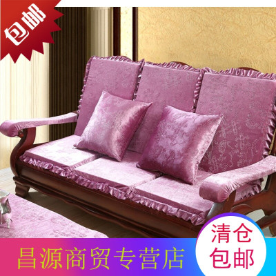 带靠背连体三人座单人春秋红木椅子实木沙发垫子坐垫靠垫一体加厚6