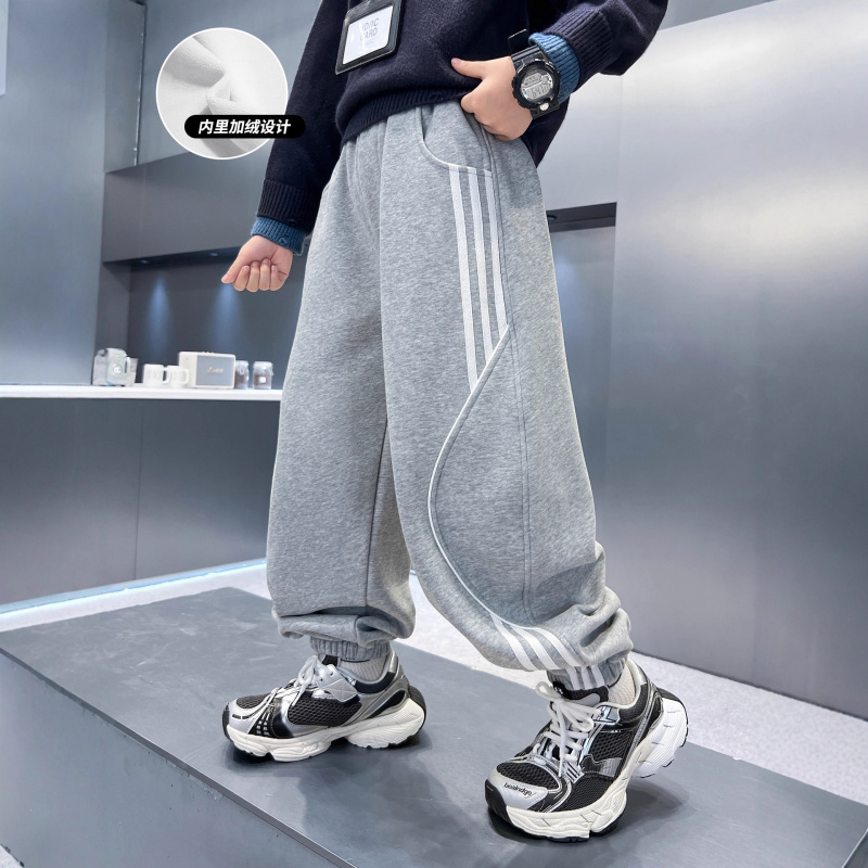 男童秋冬加绒裤子一体绒新款中大童卫裤儿童长裤冬装运动裤潮