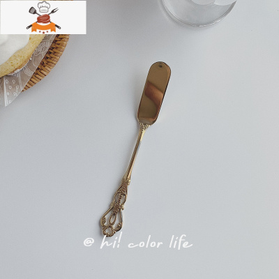 ins韩风复古皇冠刀叉勺子四件套装欧式甜品网红黄油刀西餐餐具 敬平 金皇冠 刀