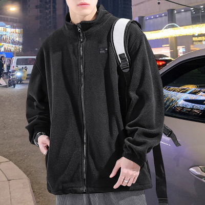 [8.5折价101.9元叠加优惠券]唐狮男装秋冬外套男士外套秋冬摇粒绒外套男立领小标摇粒绒宽松外套