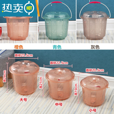 敬平迷你小桶小号塑料圆桶有盖装水桶储水桶手提加厚家用提水便携收纳 灰色 小号(1个)